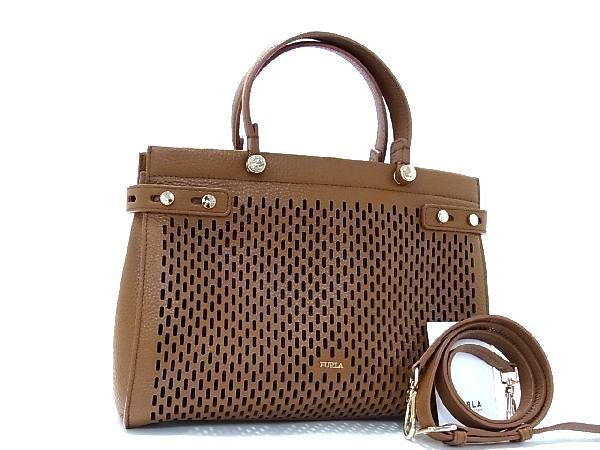 # new goods # unused # FURLA Furla leather punching 2WAY handbag shoulder bag tote bag lady's brown group AK9043