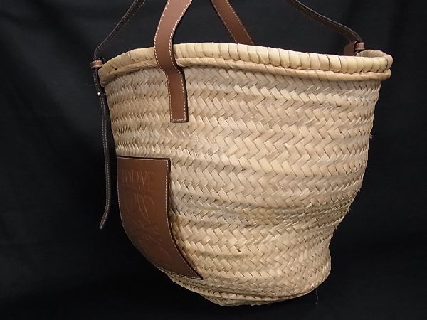 □極美品□ LOEWE ロエベ アナグラム バスケットバッグ ラフィア