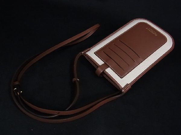 ■新品同様■ BURBERRY バーバリー キャンバス×レザー スマートフォンケース ショルダーバッグ アイボリー系×ブラウン系 AL6448_画像5