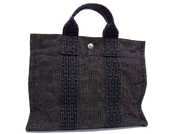 1円 HERMES エルメス エールラインPM キャンバス シルバー金具