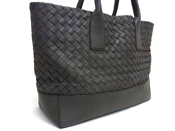 ■極美品■ BOTTEGA VENETA ボッテガヴェネタ イントレチャート レザー ショルダーバッグ トート レディース メンズ グレー系 AL3283_画像2