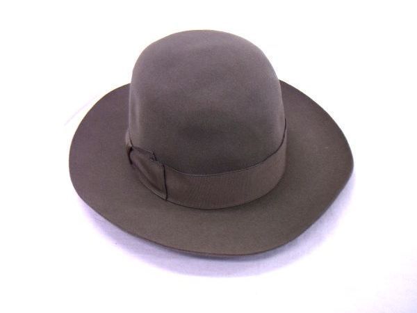 ■新品同様■ BORSALINO ボルサリーノ フェルト リボン 帽子 ハット 表記サイズ57 メンズ レディース グリーン系 AL7456_画像1