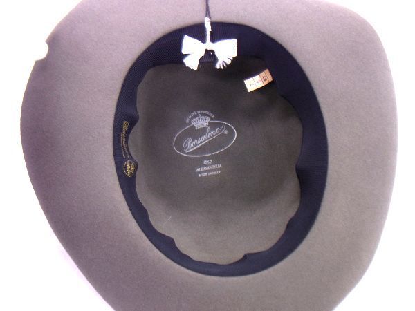 ■新品同様■ BORSALINO ボルサリーノ フェルト リボン 帽子 ハット 表記サイズ57 メンズ レディース グリーン系 AL7456_画像3