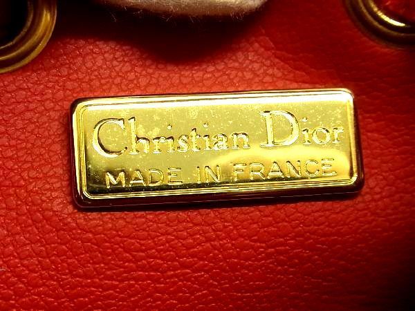 ■新品同様■ Christian Dior クリスチャンディオール レザー 巾着型 ショルダーバッグ クロスボディ レディース レッド系 AN0100_画像9