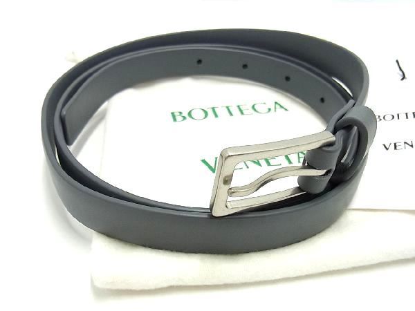 ■新品同様■ BOTTEGA VENETA ボッテガヴェネタ レザー ベルト 表記サイズ 95CM 38IN メンズ レディース グレー系 AL7452_画像1