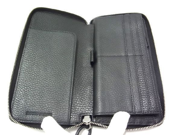 ■新品■未使用■ EMPORIO ARMANI エンポリオアルマーニ レザー ラウンドファスナー 長財布 ウォレット メンズ ブラック系 BD8284_画像3