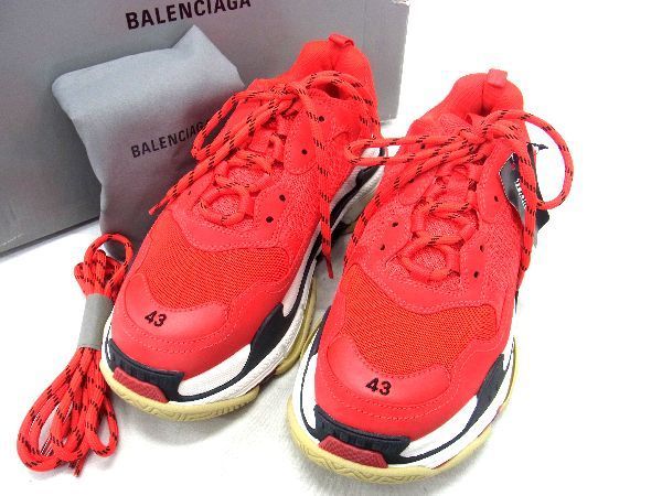 ■新品同様■ BALENCIAGA バレンシアガ Triple S スニーカー サイズ 43 (約28.5cm) 靴 シューズ メンズ レッド系 AL3305