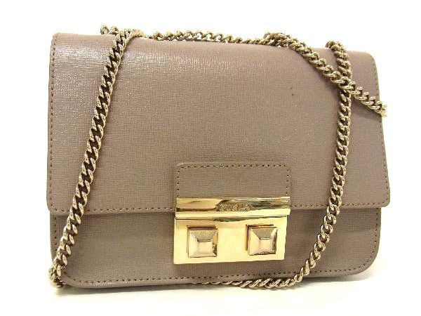 1円 □美品□ FURLA フルラ ベラ レザー チェーン クロスボディ