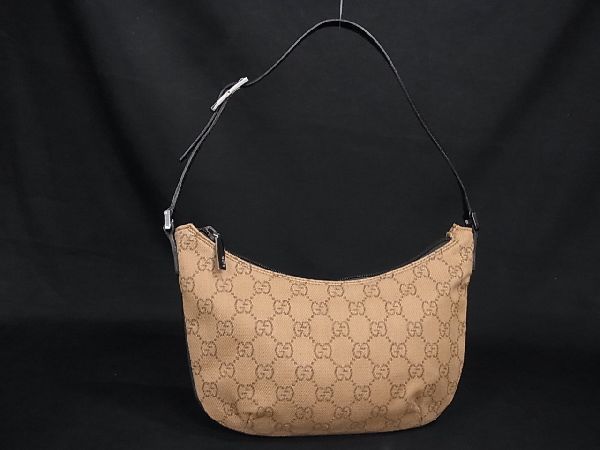 1円 □美品□ GUCCI グッチ 32160 GGキャンバス×レザー ワンハンドル