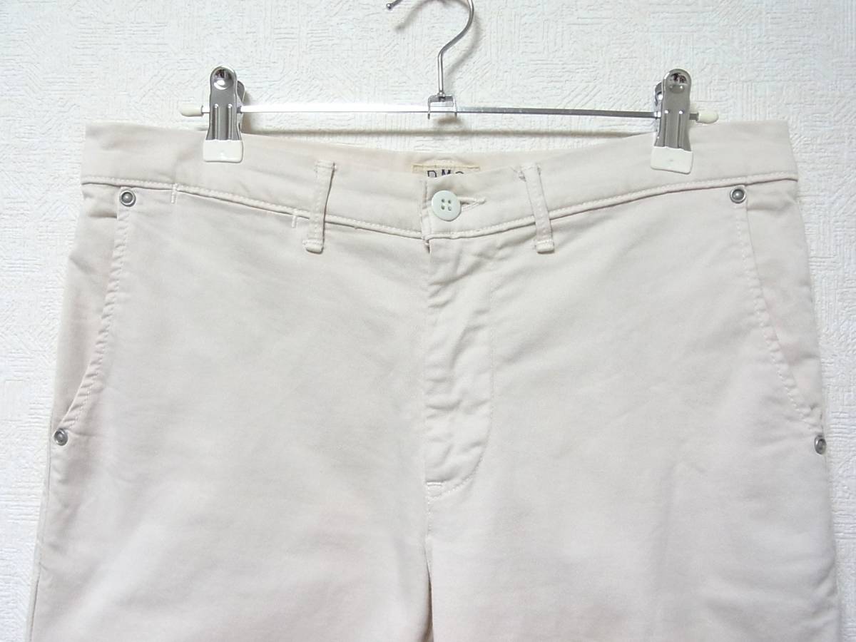 DMG* Domingo D*M*G size M ivory unbleached cloth ankle cropped pants stretch tapered slim chino chinos 