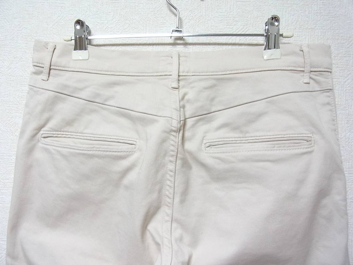 DMG* Domingo D*M*G size M ivory unbleached cloth ankle cropped pants stretch tapered slim chino chinos 