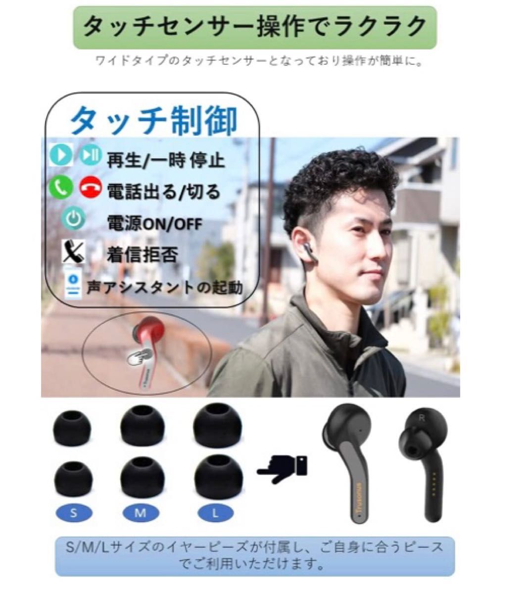 【新品未使用】トラソナスジャパン 非接触型AI翻訳フルワイヤレスイヤホン TE-03 ブラック