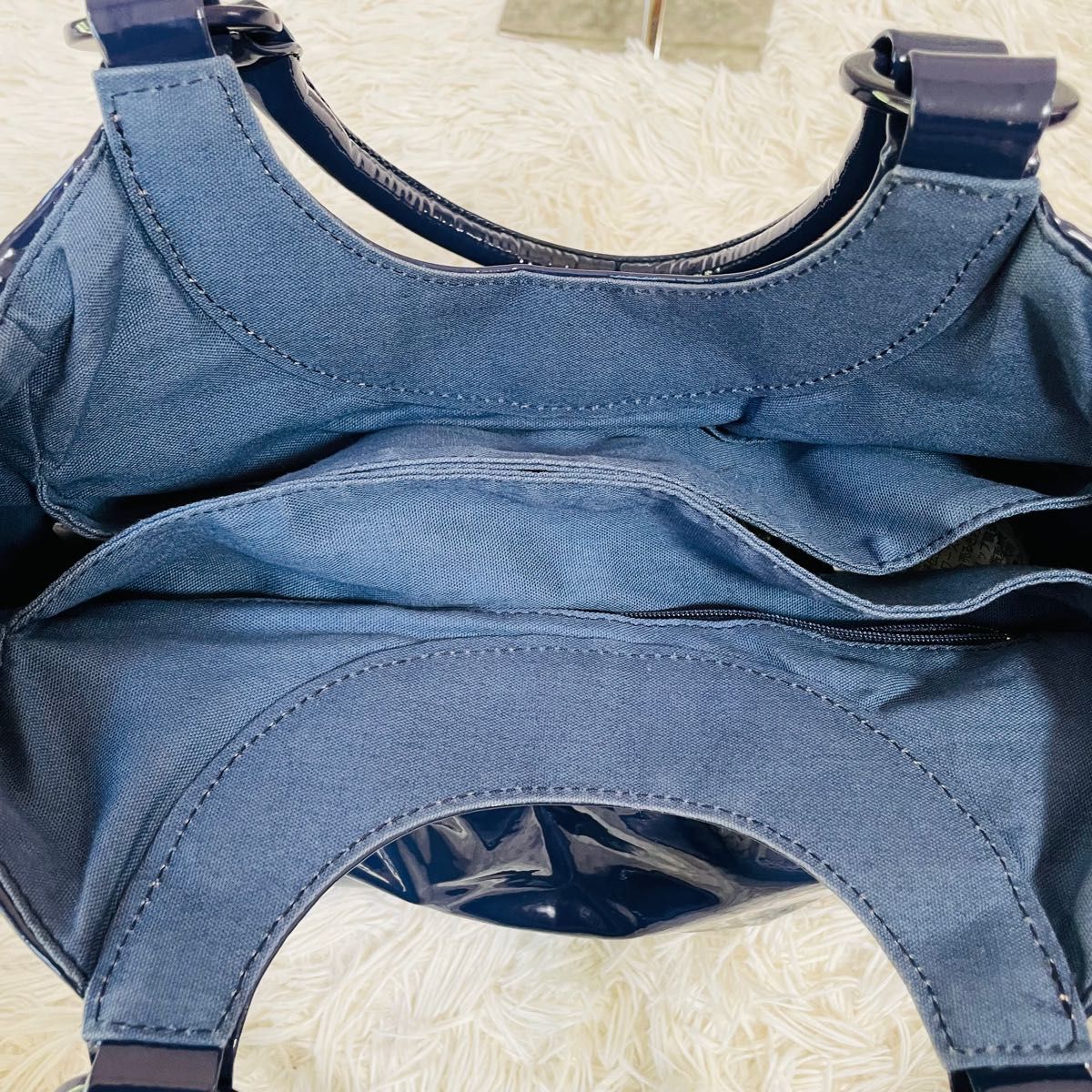 【極美品】agnes b. アニエスベー エナメルトートバッグ ブルー