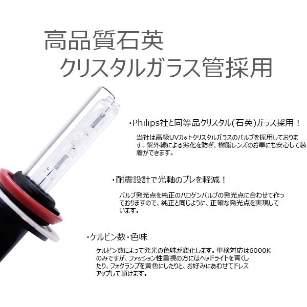 送料無料☆35W/55W兼用 HIDバルブ 選択:「3000K/4300K/5500K/6000K/8000K/10000K」「H1/H3/H7/H8/H9/H11/H16/HB3/HB4/880/881」 高品質_画像2