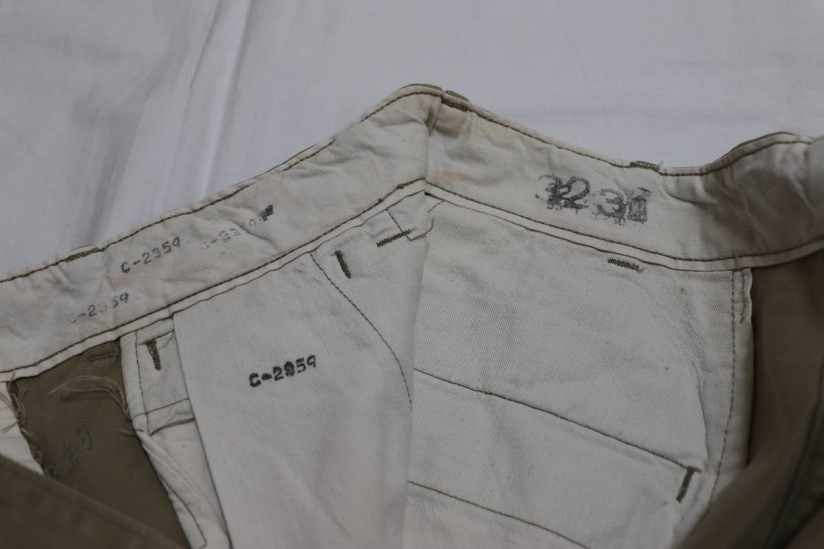 40s US ARMY 45Khaki チノパンツ ダブルステッチ M-45 実物 ビンテージ