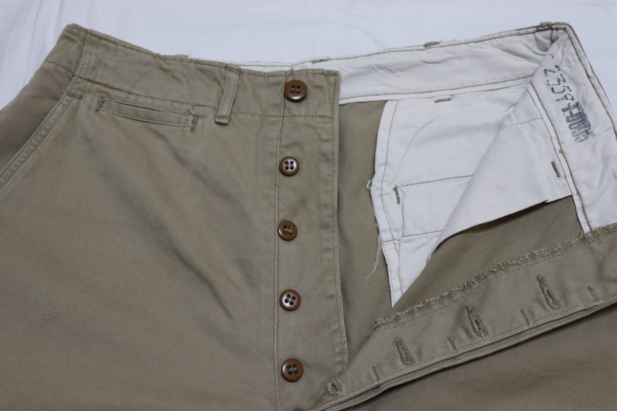 40s US ARMY 45Khaki チノパンツ ダブルステッチ M-45 実物 ビンテージ
