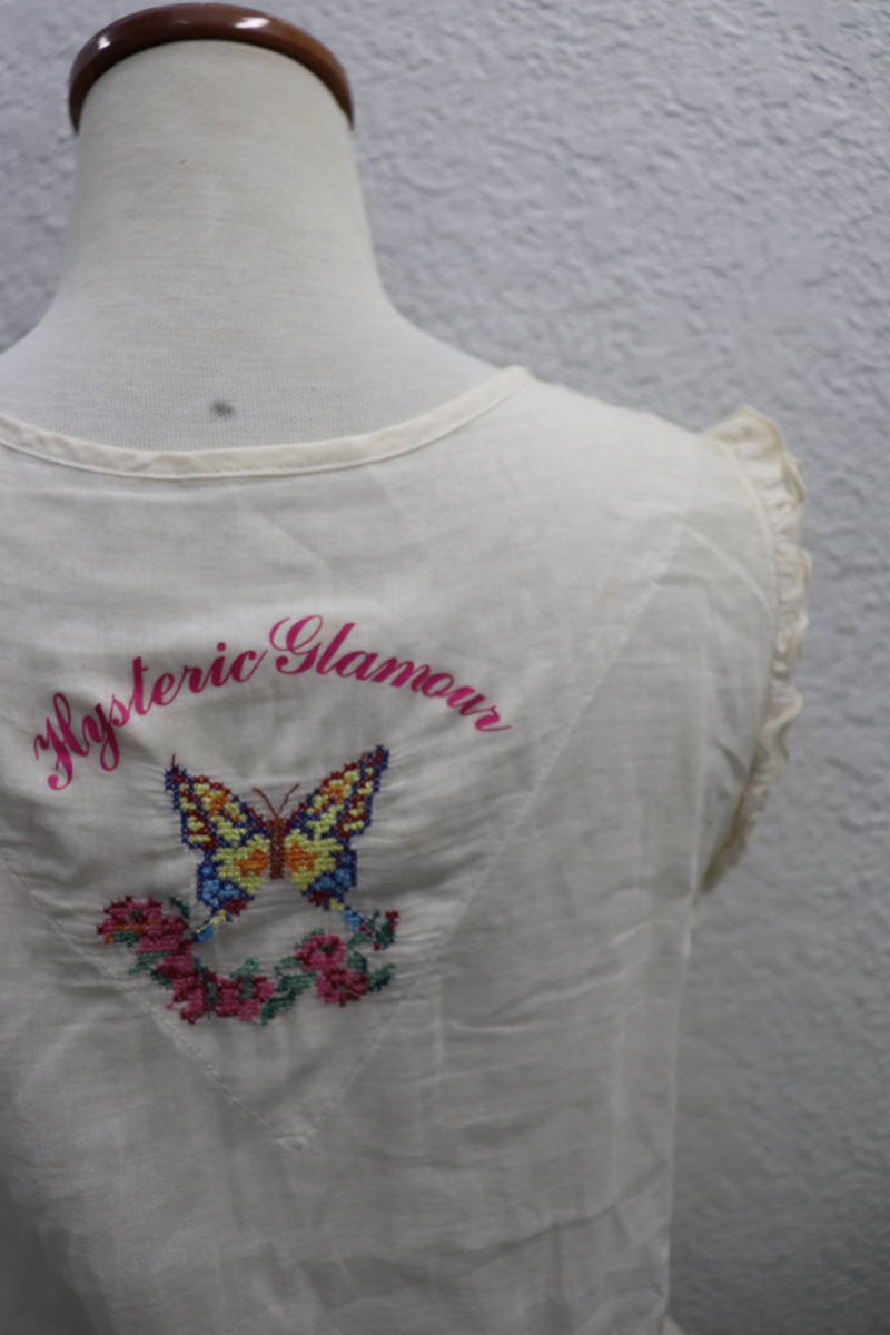  prompt decision 2000 period the first head HYSTERIC GLAMOUR Hysteric Glamour butterfly . butterfly & flower embroidery .. sleeveless shirt blouse lady's 