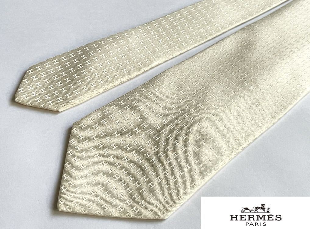 HERMES エルメス H織りシルクタイ H柄 総柄 シルク100% ネクタイ