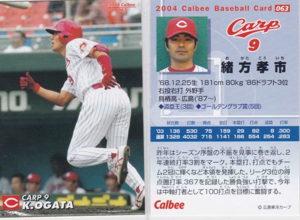 プロ野球チップス　2004 緒方孝市　金箔サイン　広島カープ