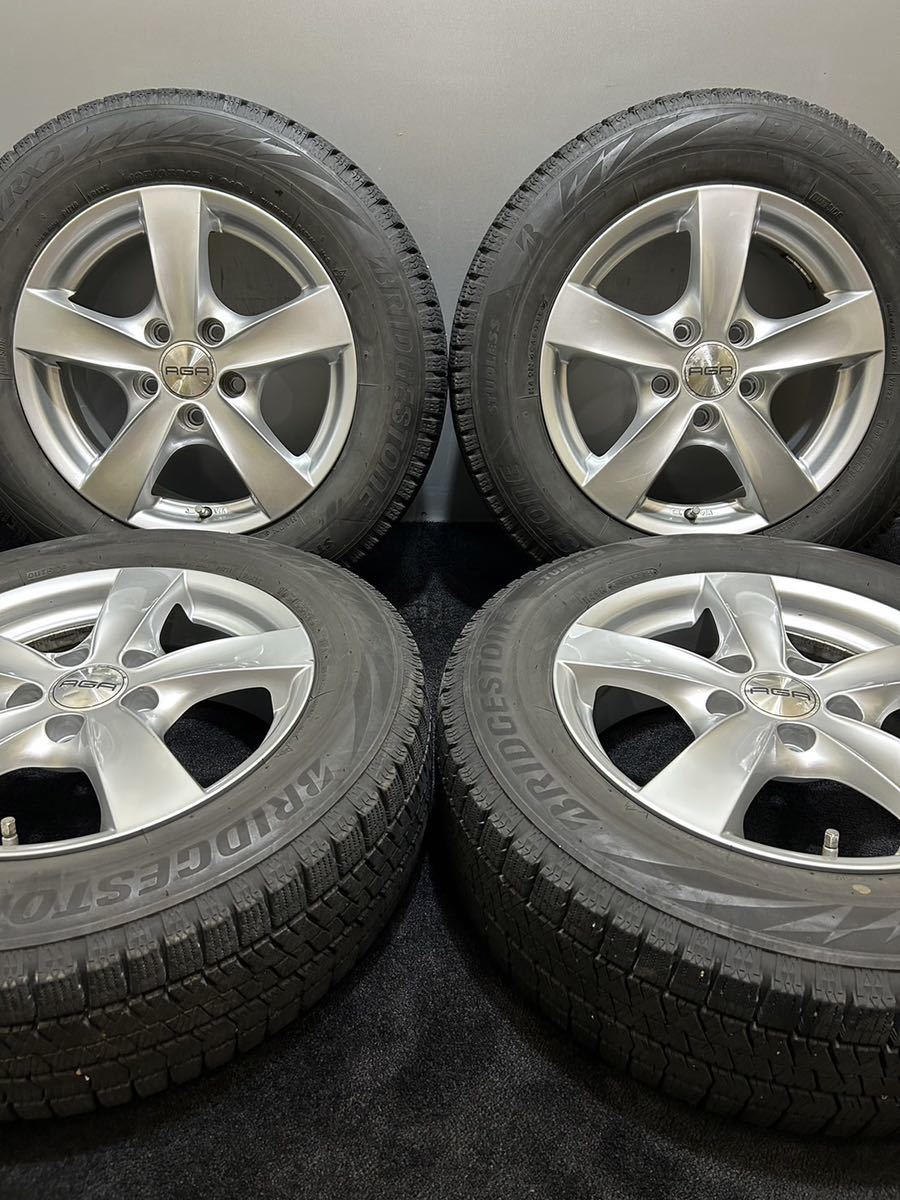 195/65R15 BRIDGESTONE/VRX2 18年製 AGA 15インチ 6J ＋47 112 5H スタッドレス 4本 ブリザック VW ゴルフ5 ゴルフ6 (1-C733)_画像1