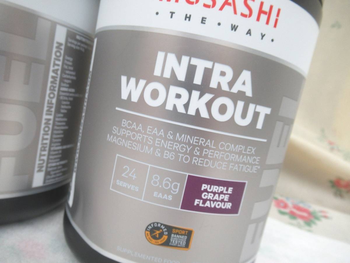 350ｇ×2点セット　/MUSASHI （ムサシ）INTRA WORKOUT 必須アミノ酸 & BCAA パウダー350g グレープ味 イントラワークアウト EAA _画像2