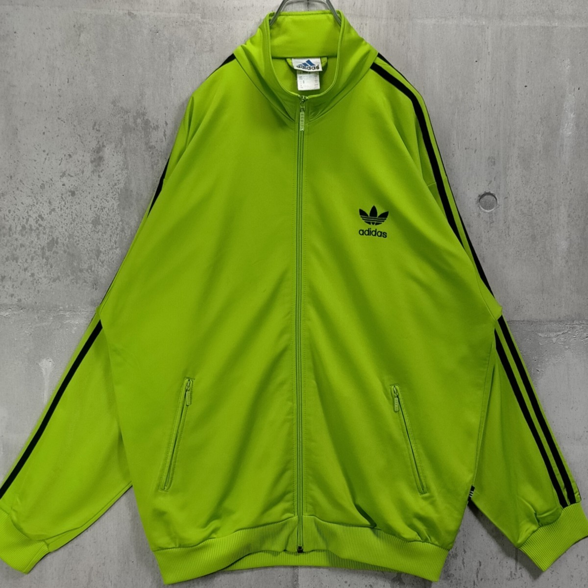 レアカラー 2XL adidas アディダス 黄緑 紺 ロゴ ジャージ イエロー