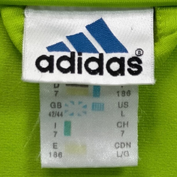 レアカラー 2XL adidas アディダス 黄緑 紺 ロゴ ジャージ イエロー グリーン ネイビー 古着 上着 トレフォイル トラックジャケット