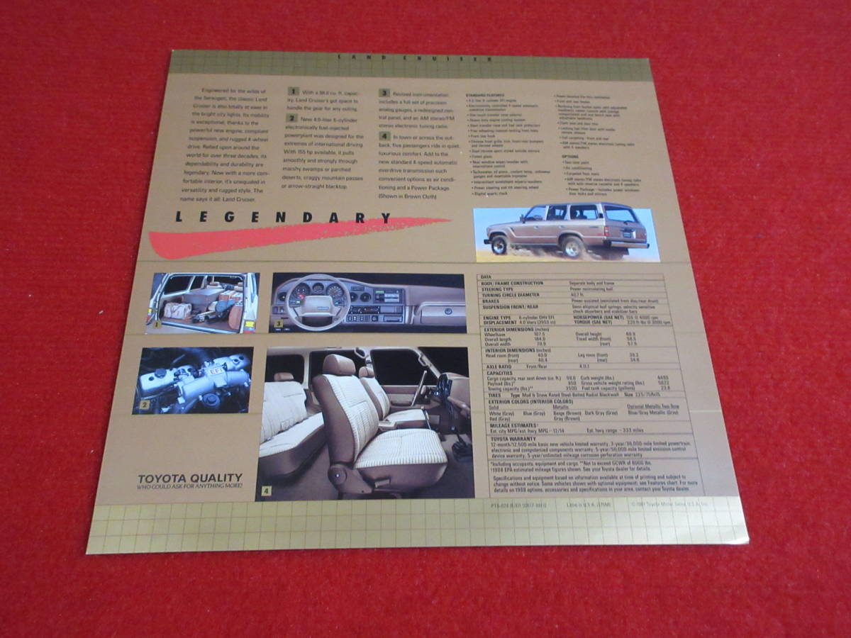 * TOYOTA LANDCRUISER left hand drive 1988 Showa era 63 catalog *