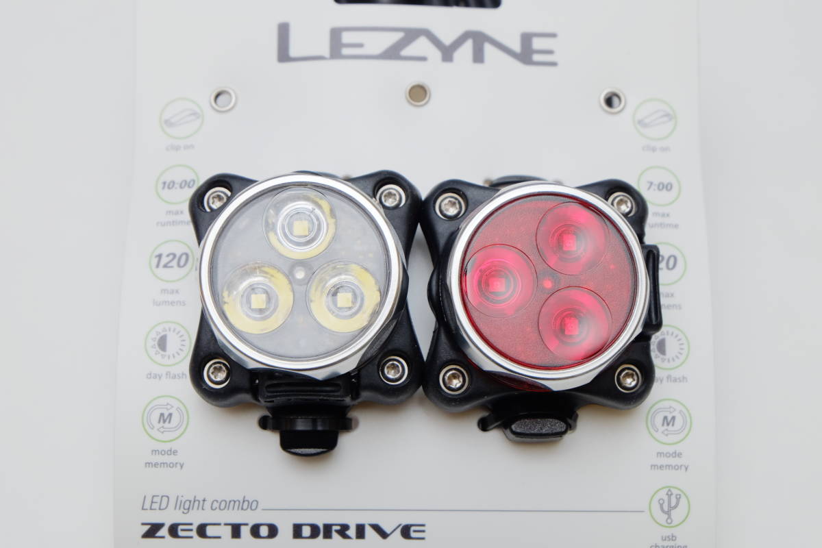 送無料 lezyne zecto drive 銀 フロント リア ライト USB充電 レザイン ドライブ