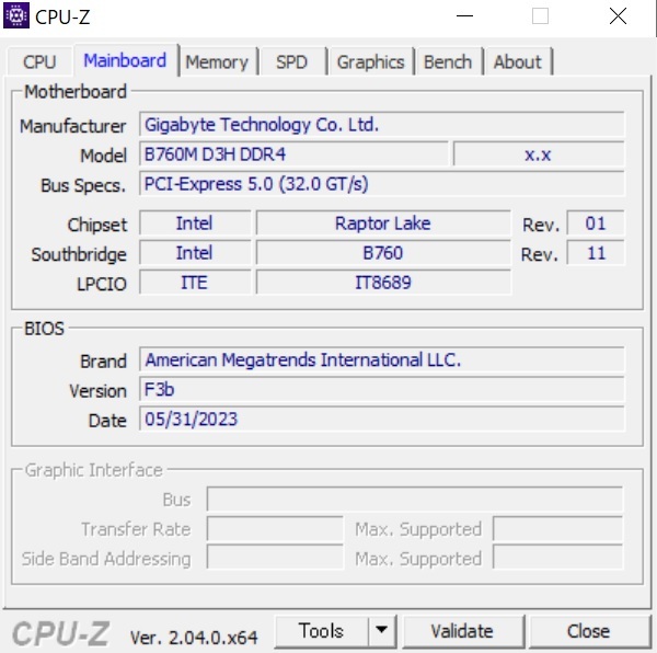 gigabyte B760M D3H DDR4 (rev. 1.0) 第12世代 第13世代 Intel Core プロセッサー対応 PCIスロットあり lga1700：美品