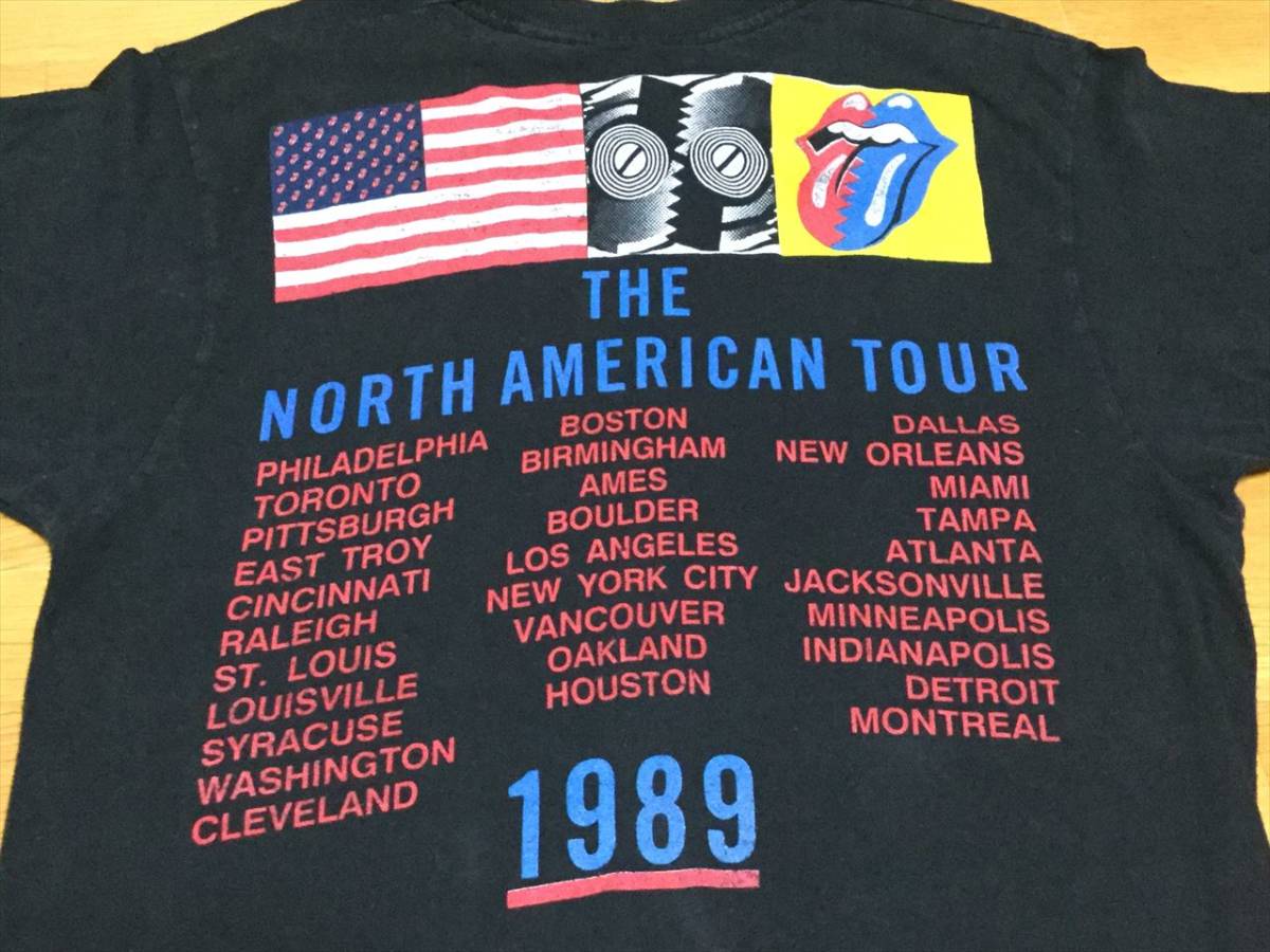 ROLLING STONES '89 ツアー Tシャツ 黒 (M) ローリングストーンズ ビンテージ バンド ロック 送料込み!!_画像6