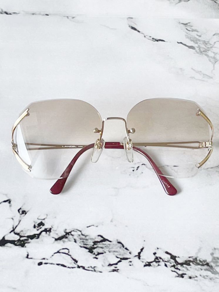 LANCEL L-1548 Lancel rimless Gold × bordeaux sunglasses superior article 