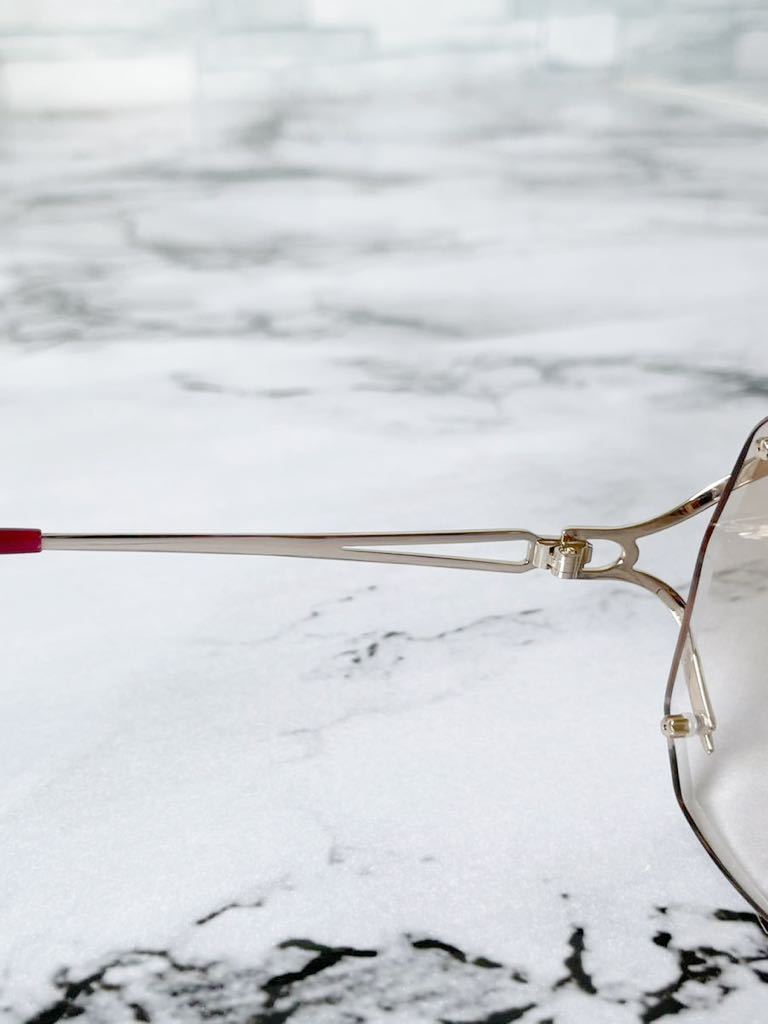 LANCEL L-1548 Lancel rimless Gold × bordeaux sunglasses superior article 