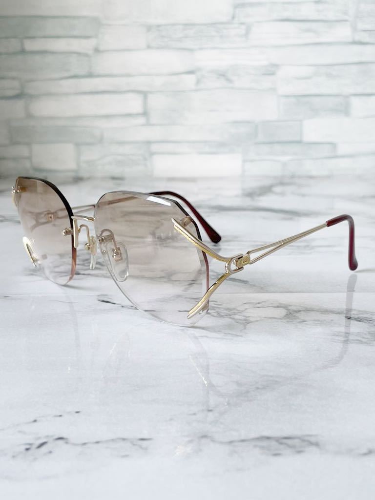 LANCEL L-1548 Lancel rimless Gold × bordeaux sunglasses superior article 