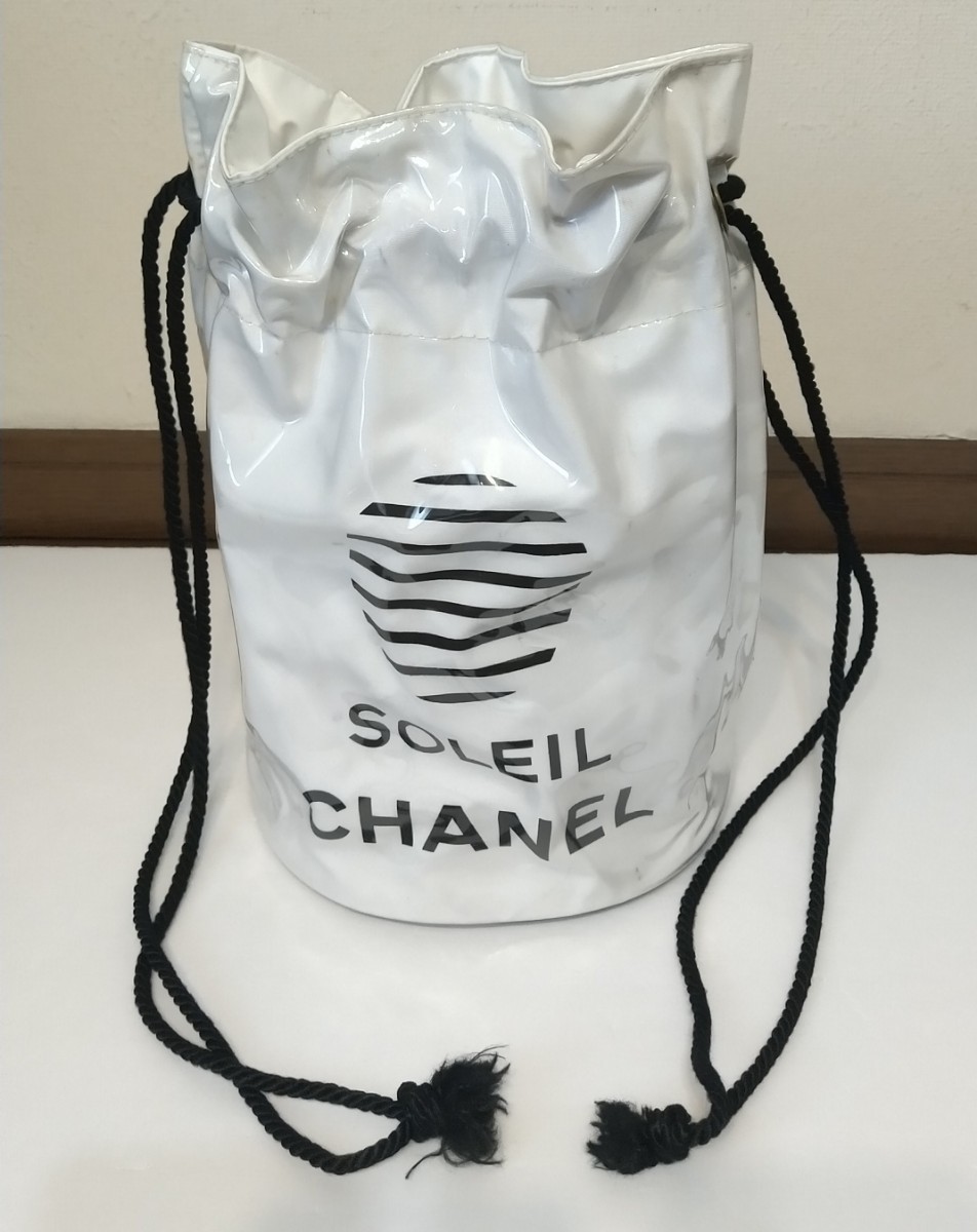 CHANEL シャネル CHANELSOLEIL バッグ 巾着 ホワイト ビニール製 プール ノベルティ レア 貴重_画像1