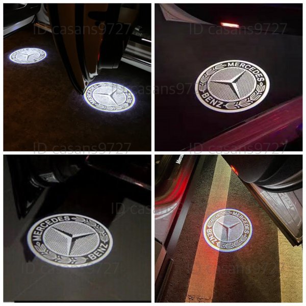 即納 Mercedes Benz ロゴ カーテシランプ LED 純正交換 W169/W245/X204 A/B/GLK クラス プロジェクタードア ライト メルセデス ベンツ_画像2