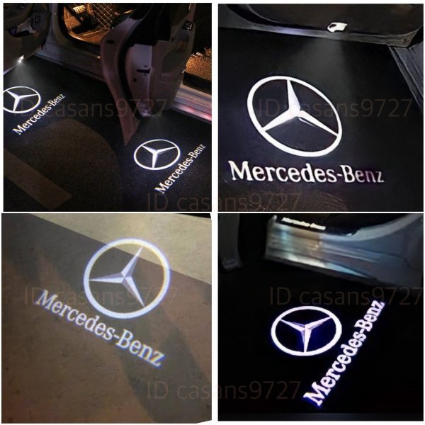 即納 Mercedes Benz ロゴ カーテシ ランプ LED 純正交換 C/CLK/SLK/SLR クラス ドア プロジェクター エンブレム メルセデス ベンツ_画像2