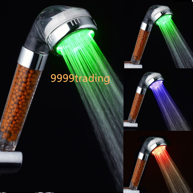 虹色 LEDシャワーヘッド セラミックボールフィルター付 お湯の温度で水の色が変化する 3色 カラー 電源 電池 不要｜PayPayフリマ