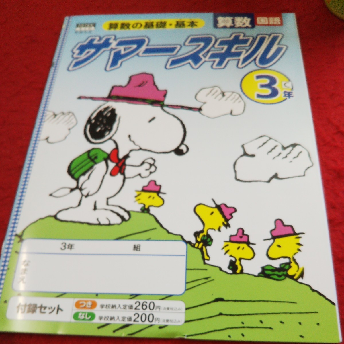 く-149 サマースキル 算数 国語 3年 問題集 プリント ドリル 小学生 英語 テキスト テスト用紙 教材 文章問題 教育同人社 スヌーピー※11_傷あり