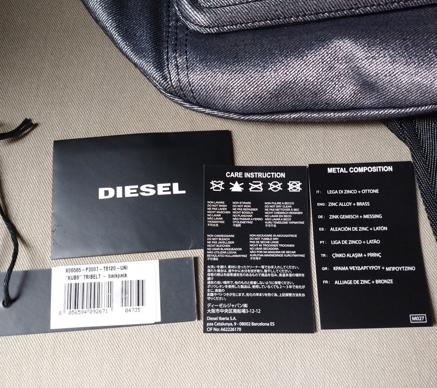 未使用 DIESEL ディーゼル 立体ロゴ シルバーデニム ボディバッグ ベルトバッグ バックパック_画像7