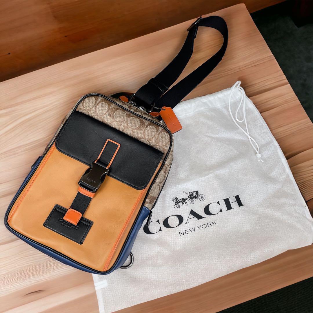 COACH 高級レザー 大人のワンショルダー シグネチャー スリング