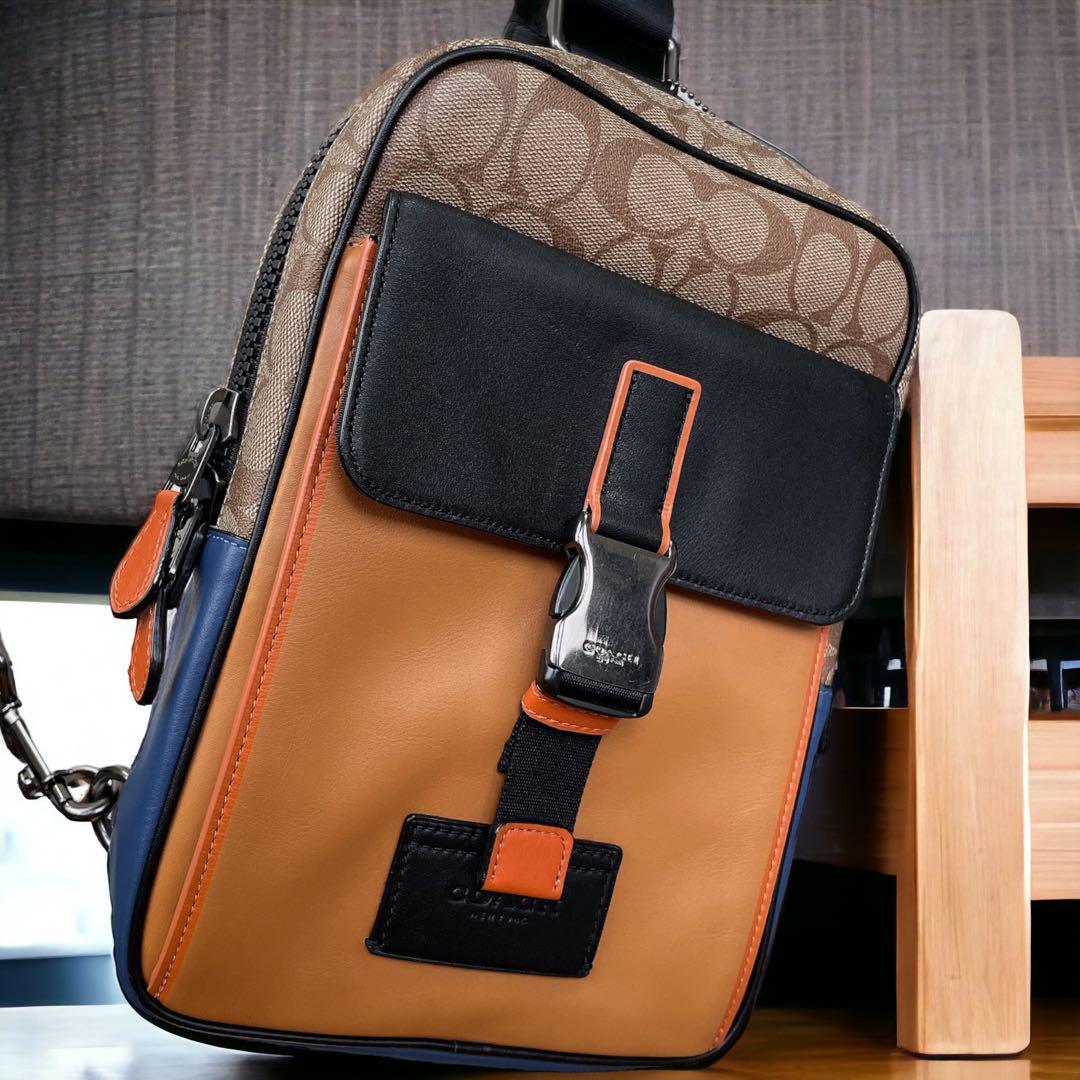 COACH 高級レザー 大人のワンショルダー シグネチャー スリング