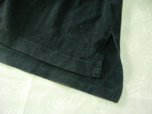 ssy6634 SUGGESTION 半袖 Tシャツ ブラック ■ 前後プリント ■ クルーネック 裾サイドスリット フリーサイズ_画像8