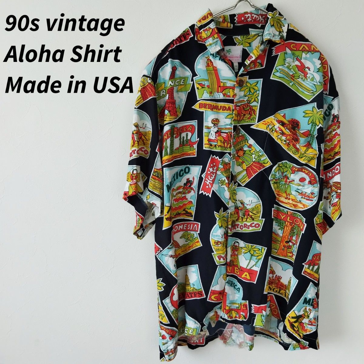 90s vintage Made in USA 総柄シャツ アロハシャツ ハワイ柄 HAWAII