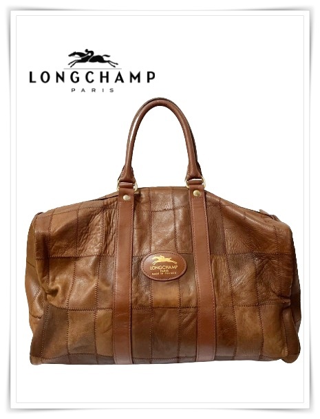 Longchamp ロンシャン ボストン バッグ 大容量 レザー ブラウン