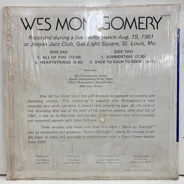●即決LP Wes Montgomery / Live At Jorgies vgm0001 j37216 米オリジナル ウエス・モンゴメリー 61年録音、80年初登場音源_画像4
