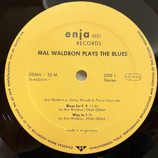 ●即決LP Mal Waldron / Plays The Blues enja5021 ej3430 ドイツ盤81年プレス マル・ウォルドロン_画像2