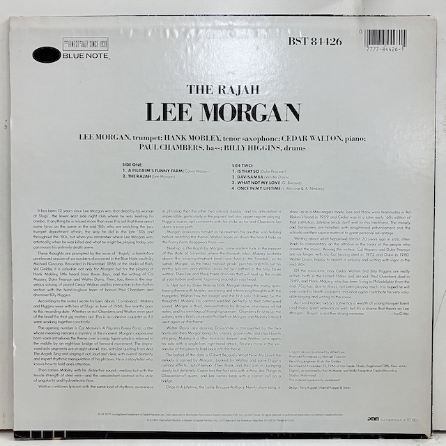 ●即決LP Lee Morgan / the Rajah bst84426 j37438 米オリジナル リー・モーガン の66年録音85年発表作品 _画像4