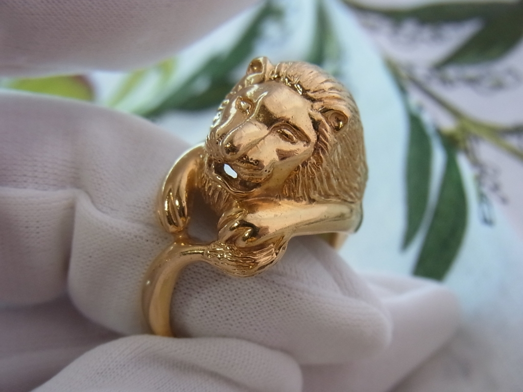 ★K18 18金 ゴールド リアルなライオンモチーフ リング 指輪 約9.7グラム /USED 美品★獅子 LION GOLD_画像8