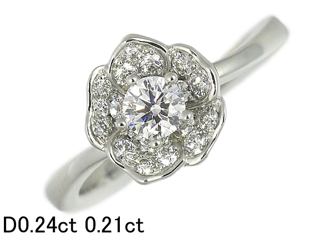 音羽屋■ ダイヤモンド/0.24ct 0.21ct Pt950 プラチナ フラワーデザイン リング 11号 仕上済